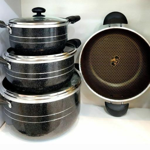 سرویس تفلون ماموت زنبوری 7پارچه مشکی