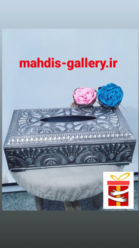 جا دستمال کاغذی نقره ای