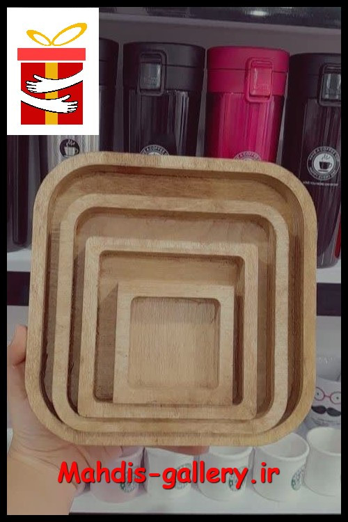 سینی چوبی 4 عددی مربع