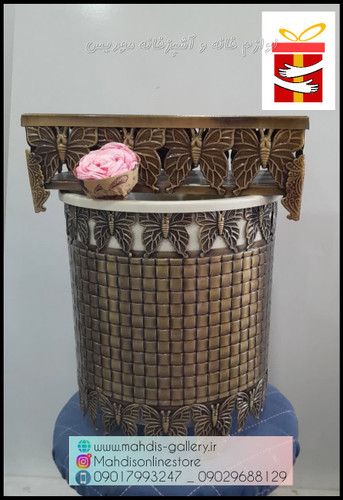 سطل و جا دستمال کاغذی آنتیک (پیوتر)