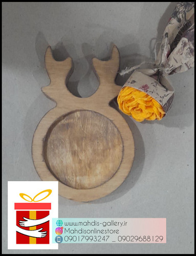 زیر لیوانی چوبی طرح گوزن گرد