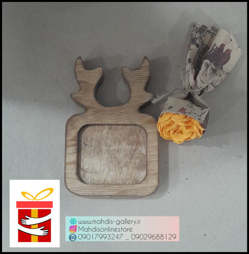 زیر لیوانی چوبی طرح گوزن مربع
